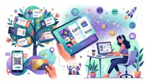 Современная иллюстрация с инструментами для создания подарочных сертификатов своими руками в стиле трендов 2026 года